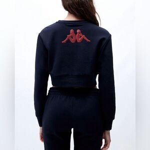 Kappa Authentic Gobret black sequins cropped pullover sweater women’s size small